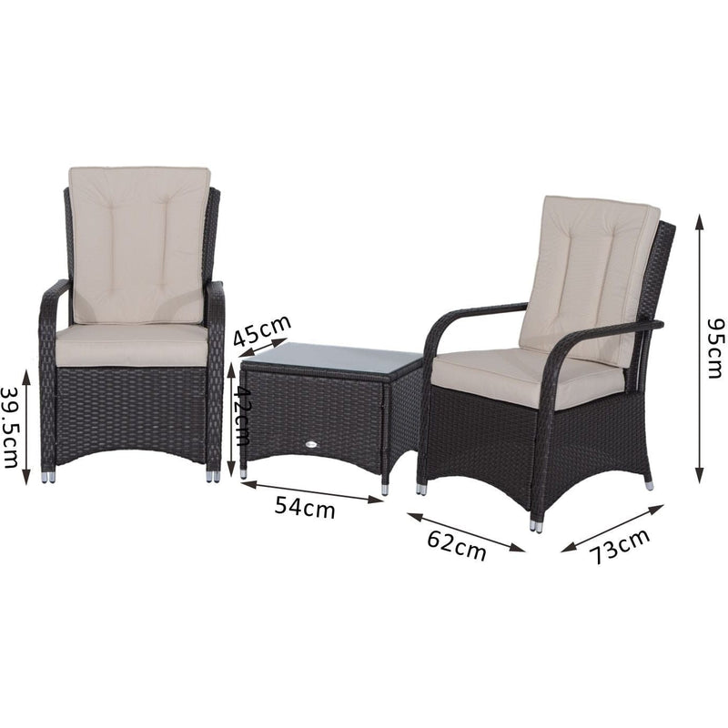 2 Seater Rattan Bistro Set with Cover