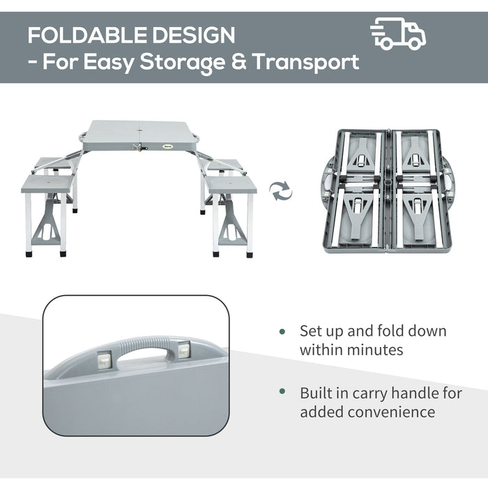 Foldable Picnic Table And Chairs, Grey