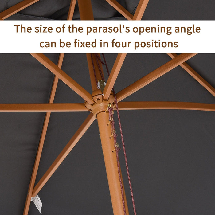 2x3m Wooden Garden Parasol