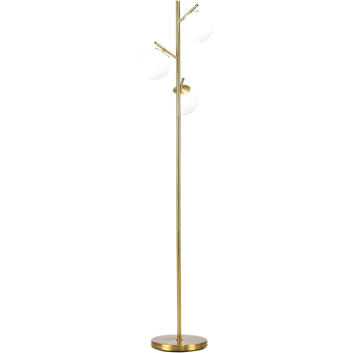 Gold 3-Light Tree Floor Lamp: Globe Shades
