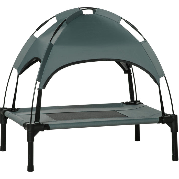 61cm Elavated Pet Bed With Sun Shade Canopy, Grey