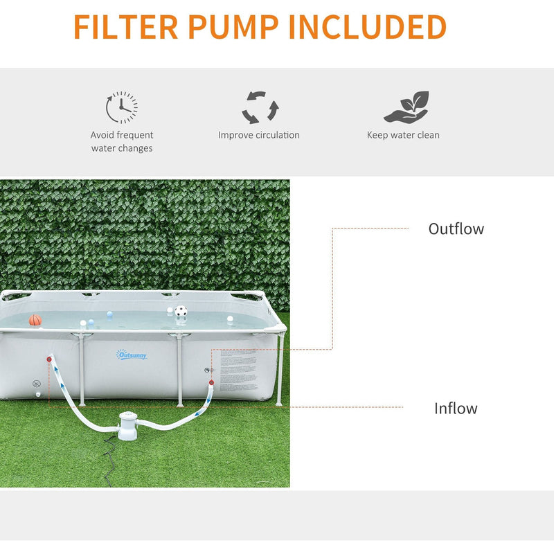 8ft Steel Frame Pool Set, Filter Pump, Rust Resistant Outsunny