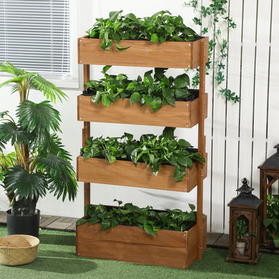 80cm 4-Tier Wood Raised Garden Bed Outsunny