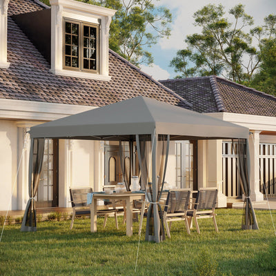 Outsunny 3x3m Pop Up Gazebo, Sidewall Netting, Light Grey Outsunny