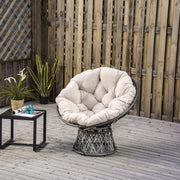 360° Swivel Rattan Garden Chair with Padded Cushion Outsunny
