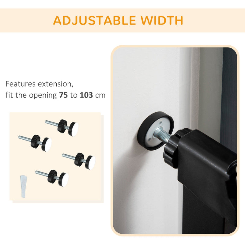 Black Dog Gate with 2 Extensions Kit