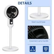 HOMCOM 32'' Air Circulator Fan 3 Speed, 70° Oscillation 90° Vertical Tilt, Round Base, Carry Handle, for Living Room, Bedroom, Office, Black and White Homcom