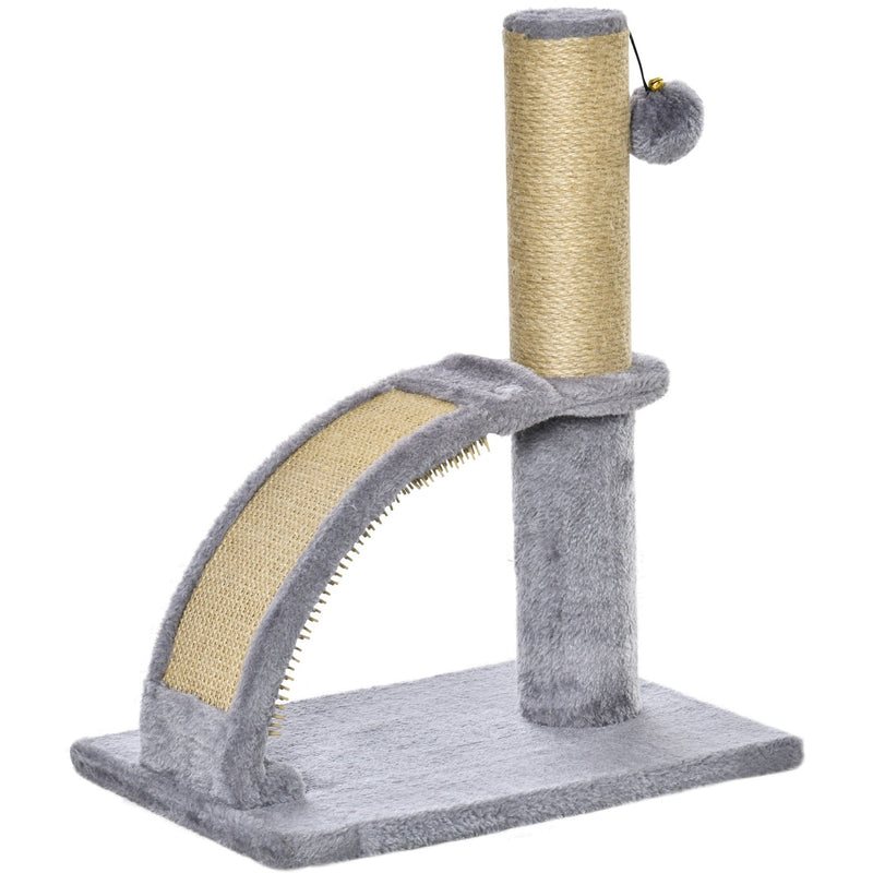 Cat Tree Tower, Jute Post, Massage Board, 34x24x43cm, Grey