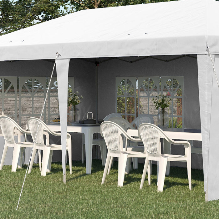 6x3 Pop Up Gazebo With Sides, Water & UV-Resistant, White