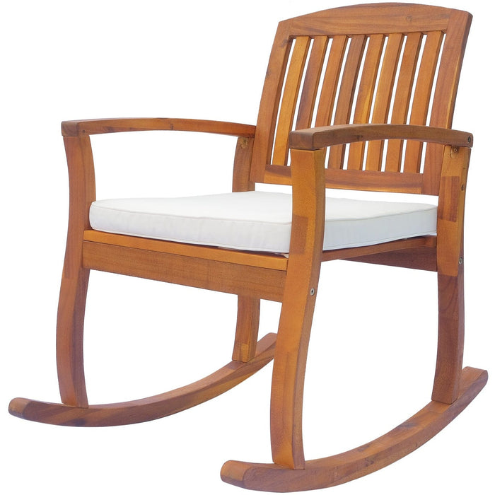 Acacia Wood Garden Rocking Chair with Cushion