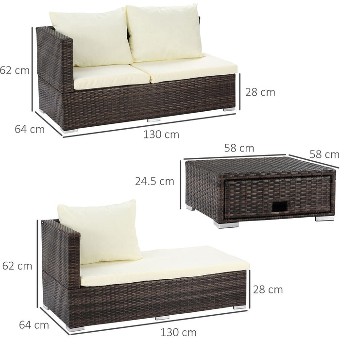 Rattan Corner Garden Sofa Set with Coffee Table