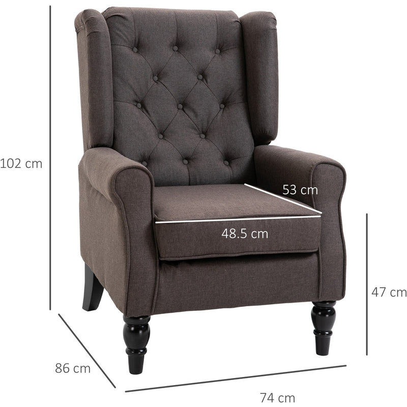 Brown Retro Wingback Accent Chair