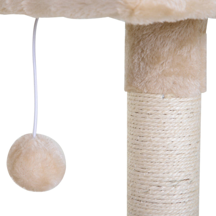 2-Tier Cat Tree, Sisal Post, Hammock, Dangle Toy, 70cm