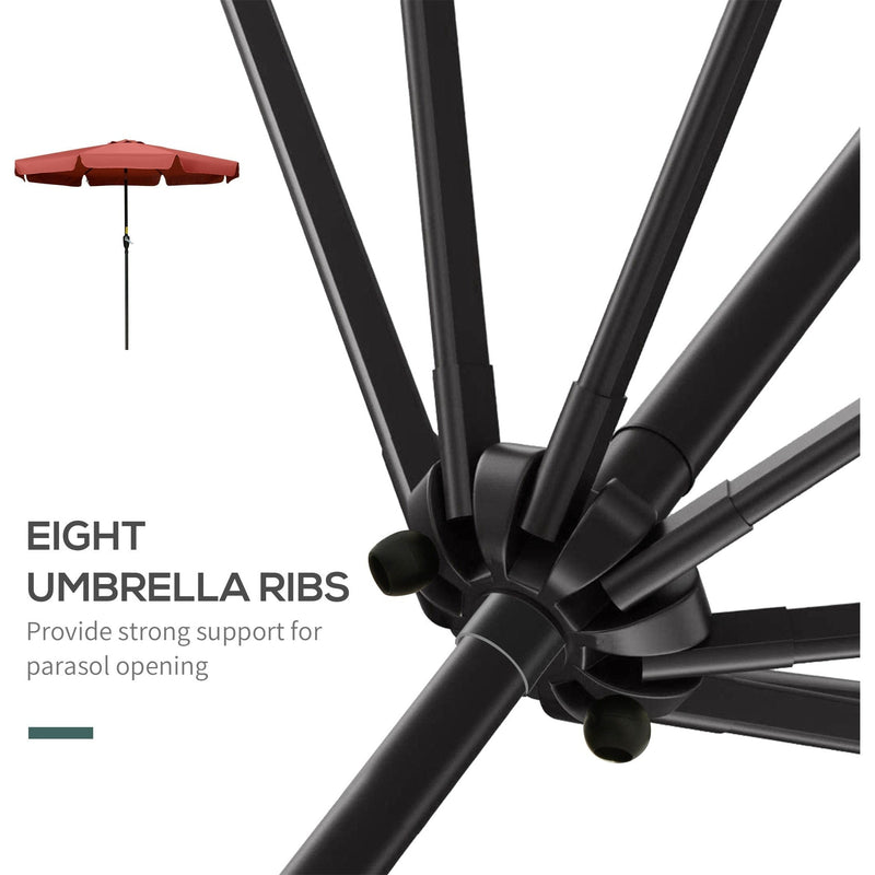 2.5m Tilting Parasol - Scalloped Edge, Vented Top