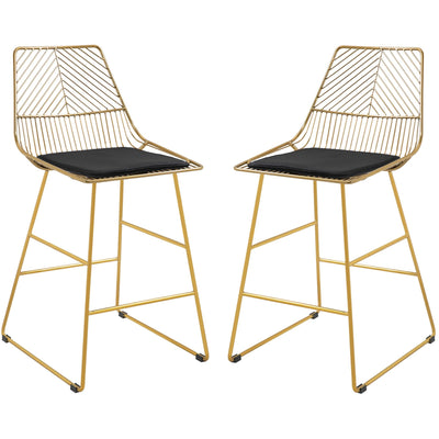 Set of 2 Gold Wire Metal Bar Stools Homcom
