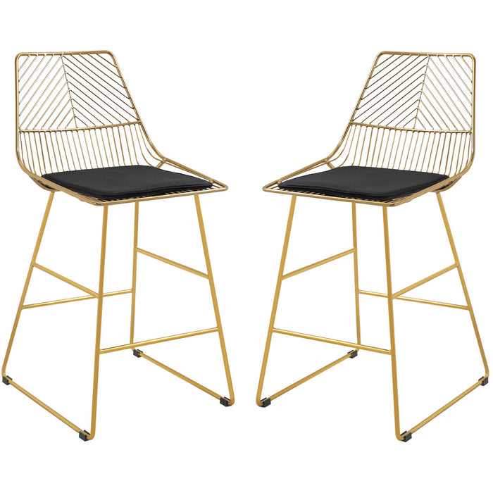 Set of 2 Gold Wire Metal Bar Stools