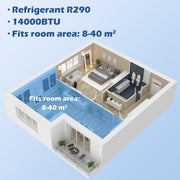 HOMCOM 14,000 BTU Portable Air Conditioner Dehumidifier Cooling Fan for Room up to 40m², with Remote, LED Display, 24H Timer, Window Mount Kit, White Homcom