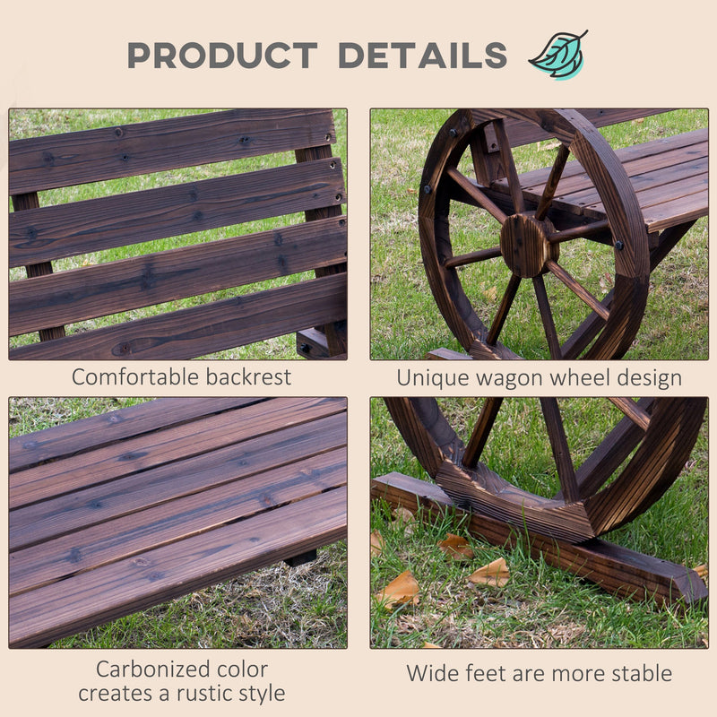 Wagon Wheel Garden Bench Outsunny