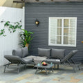3Pc Garden Furniture Set with Convertible Sofa Lounge Table Outsunny