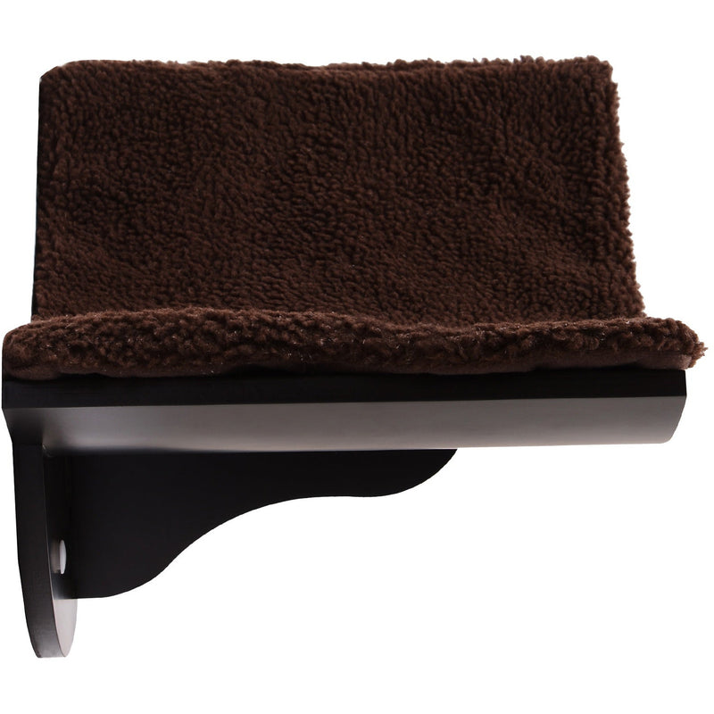 Brown Wall-Mounted Cat Shelf Bed w/ Fleece Cushion