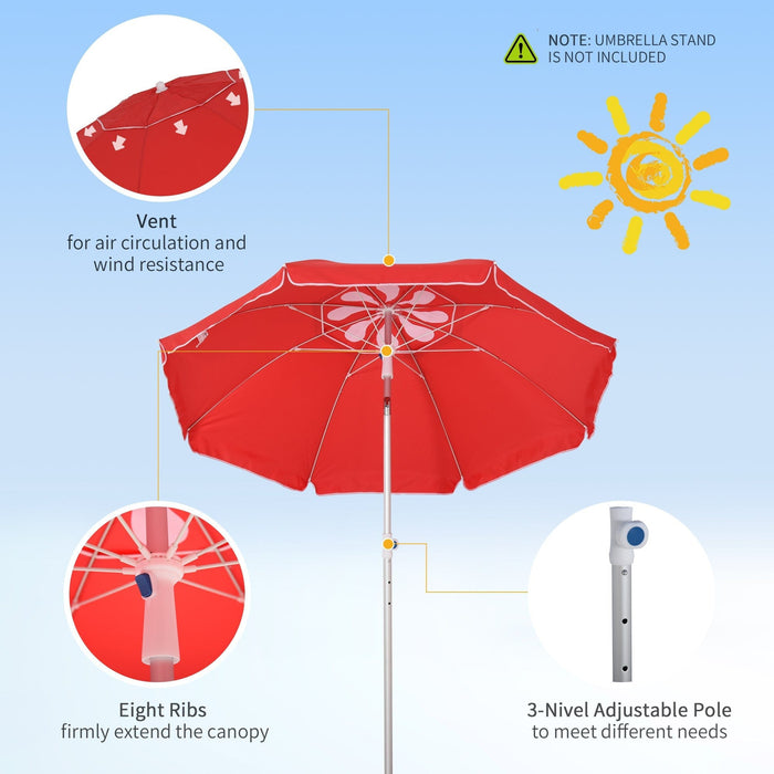1.9m Arc Beach Umbrella - Pointed Design, Adjustable Tilt