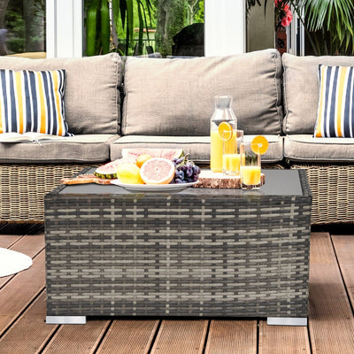 Rattan Patio Coffee Table Outsunny