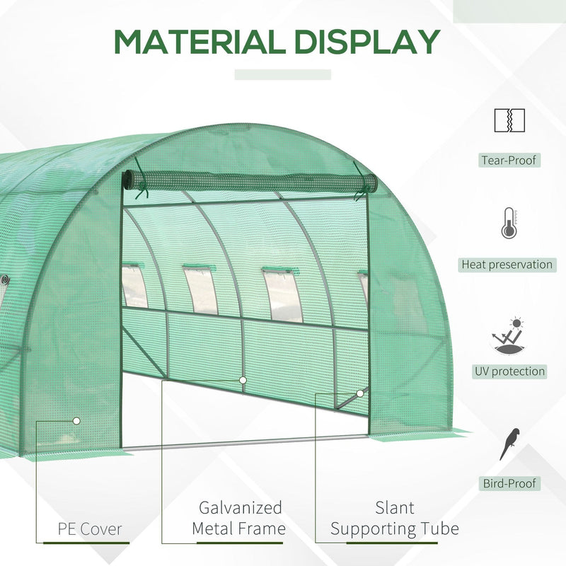 Large Polytunnel Greenhouse, Walk-in Design, Windows, 6x3m