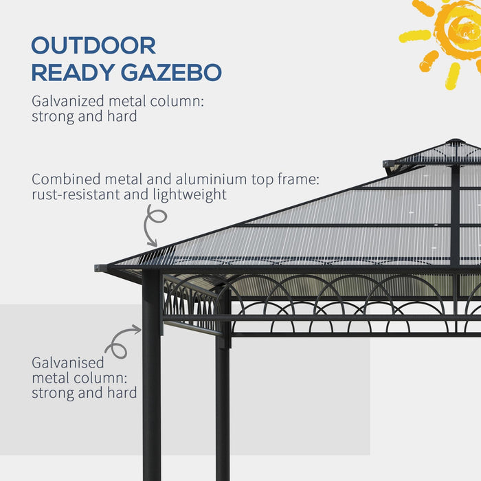 3x3 m Polycarbonate Gazebo with Galvanized Steel Frame