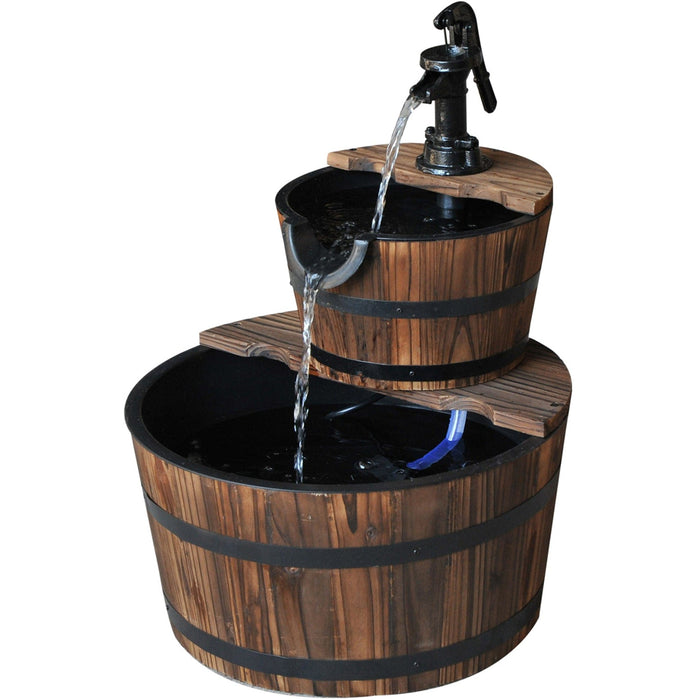 Wooden Water Pump Fountain, Cascading Garden Feature