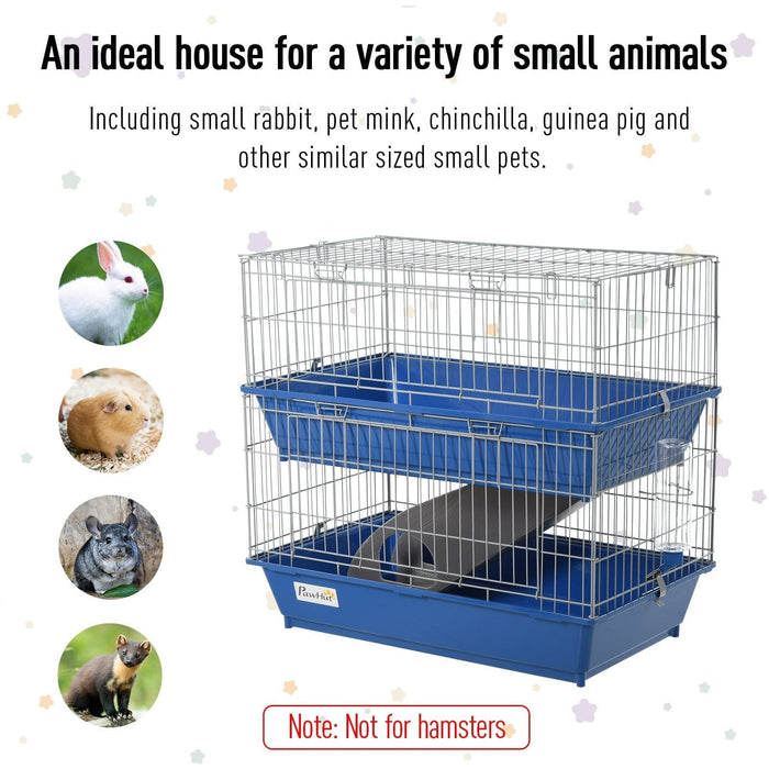 Metal 2 Tier Guinea Pig Hutch, Blue