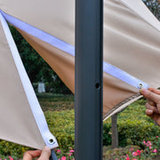 Image of a brown cantilever parasol with solar lights