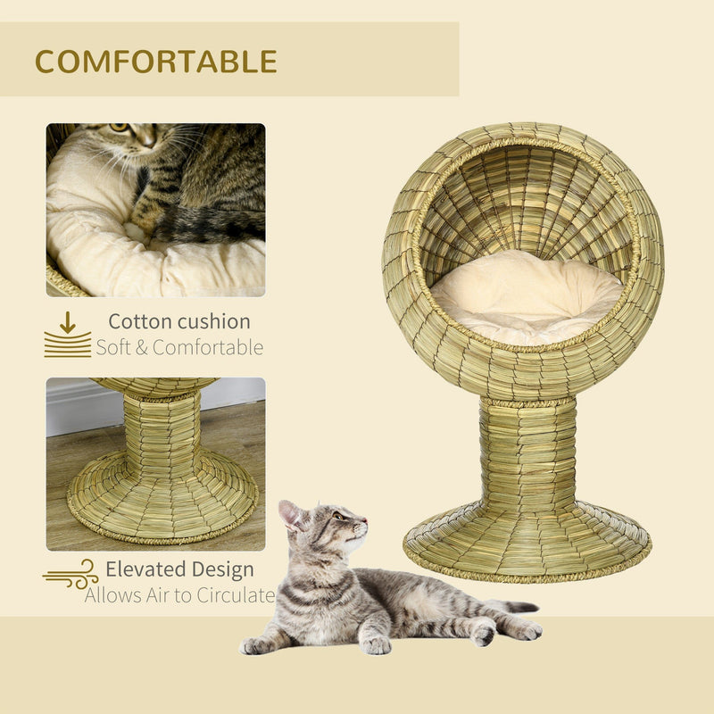 Mat Grass Raised Cat House With Cushion