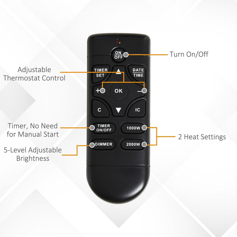 Electric Fireplace Suite, LED Flames, Marble Stone