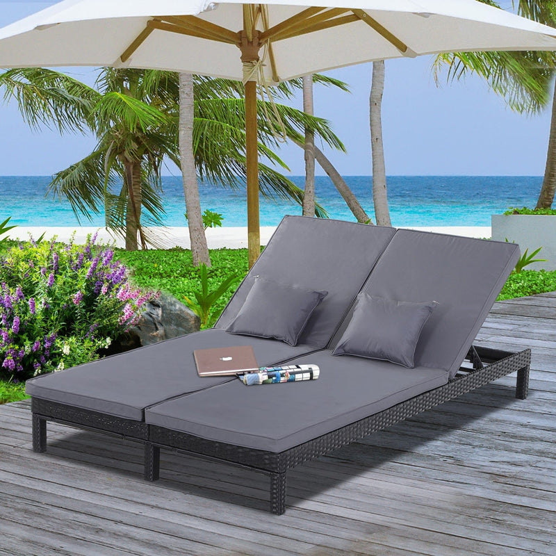 Double Rattan Sun Lounger