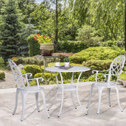 3pc White Metal Bistro Set Outsunny