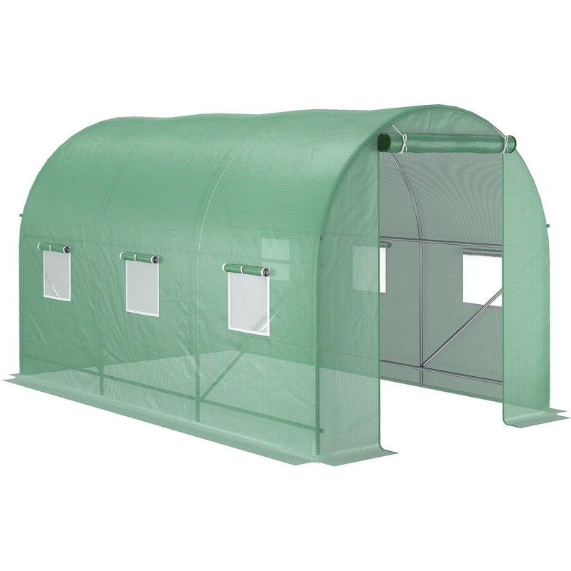 Walk in Greenhouse, Roll Up Door, 3.5x2x2m, Green