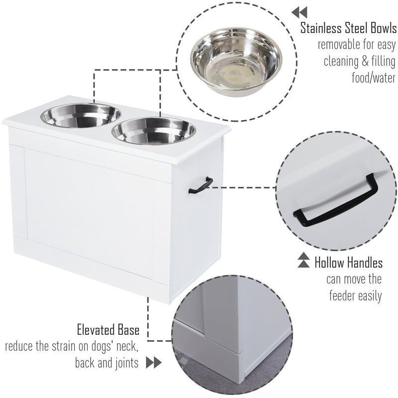 Raised Pet Feeding Station With 2 Stainless Steel Bowls