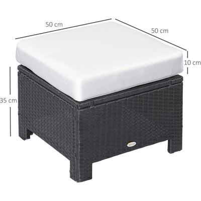 Patio Furniture Footstool With Cushion for Outdoor, 50cm Outsunny