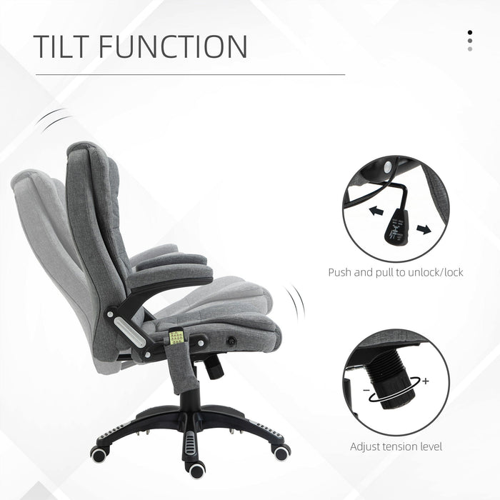 Heated Massaging Recliner Chair - Grey Linen Feel Fabric