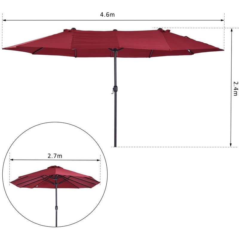 4.6m Large Garden Parasol, Double Sided, No Base