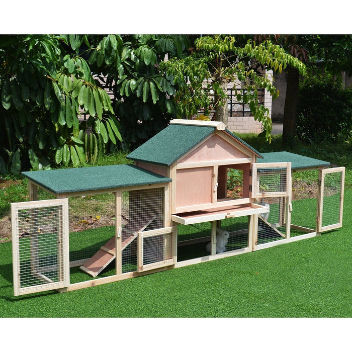 Deluxe Outdoor Rabbit Hutch with Ladder & Run