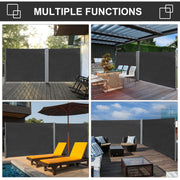 Outsunny Retractable Sun Side Awning Screen Fence Patio Garden Wall Balcony Screening Panel Outdoor Blind Privacy Divider (3x1.8M, Grey) Outsunny