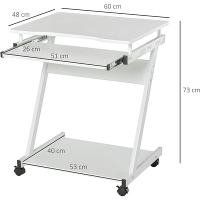 Computer Desk With Keyboard Tray, White Workstation Homcom