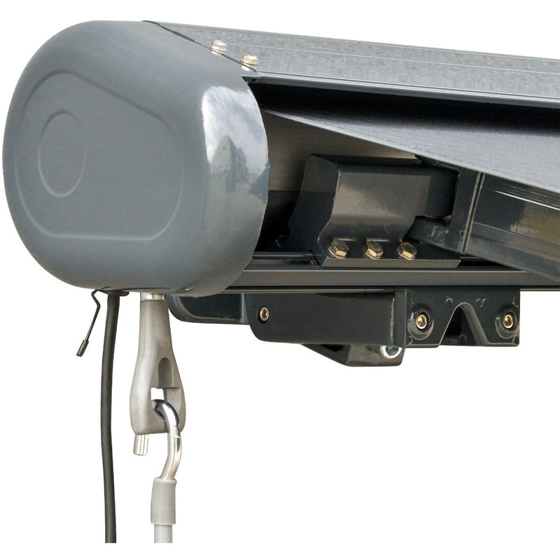 Outsunny Retractable Manual Awning Cassette Electric Motorised Door Window Patio Canopy Sun Shade w/ R/C & LED, 350 x 300cm, Grey Outsunny