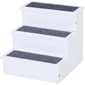 3-Step Carpeted Pet Ramp, White Pawhut
