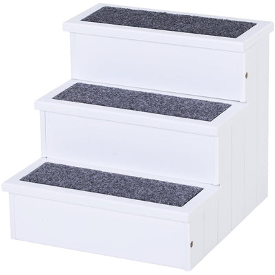 3-Step Carpeted Pet Ramp, White Pawhut