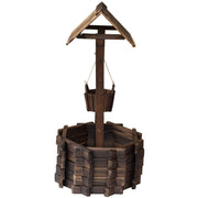 Wooden Wishing Well Planter w/ Bucket Outsunny