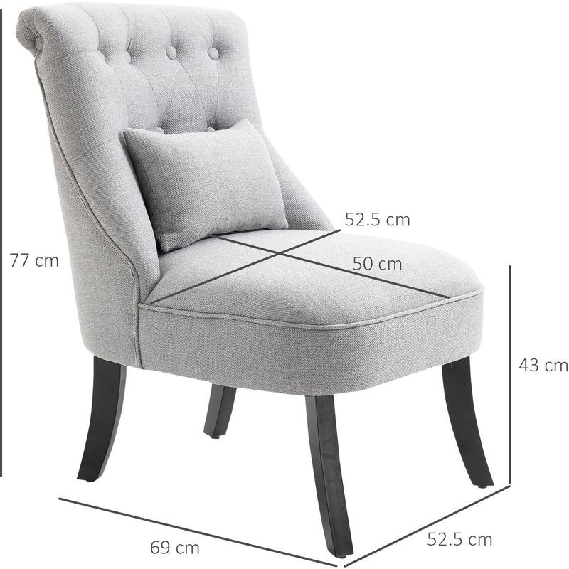 Grey Fabric Accent Chair Solid Wooden Legs