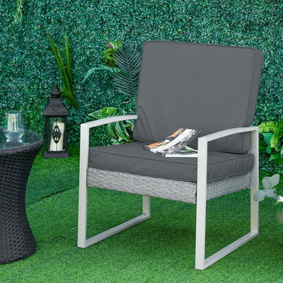 Outsunny Set of 2 Garden Seat and Back Cushion Set, Replacement Cushions for Outdoor Furniture with Seat Cushion and Back Cushion, Dark Grey Outsunny