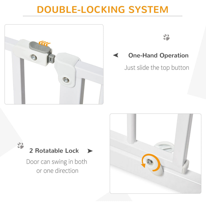 Extra Wide Pet Gate For Stairs (76Hx75-145Wcm) White
